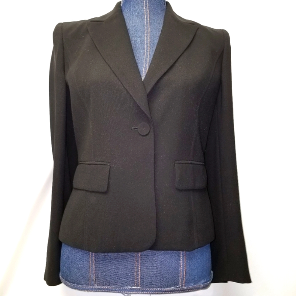 Nwot David Aaron Elegant Black Feminine Career Single Button 2 Pocket Jacket